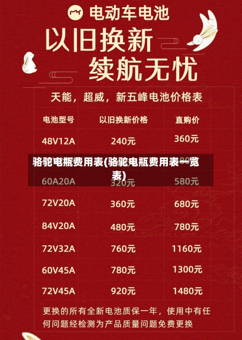 骆驼电瓶费用表(骆驼电瓶费用表一览表)