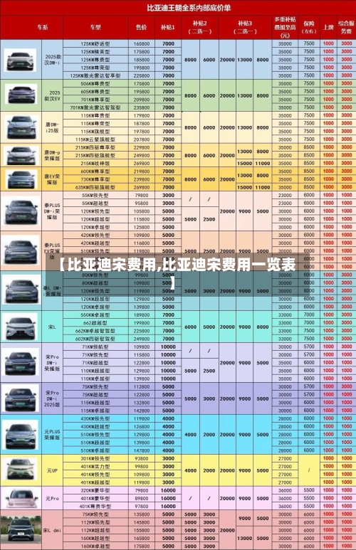 【比亚迪宋费用,比亚迪宋费用一览表】